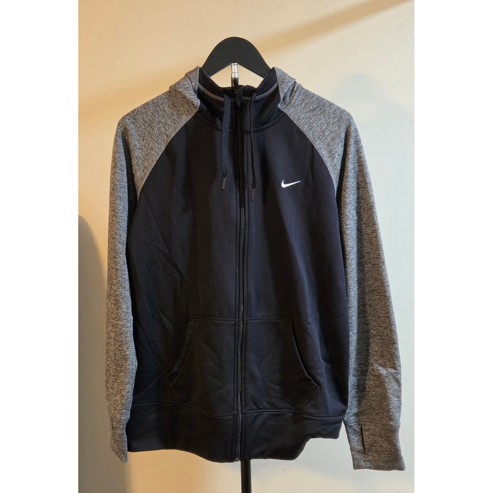Nike Therma-Fit Full Zip Hoodie Women's Size Large Black Gray Thumbholes